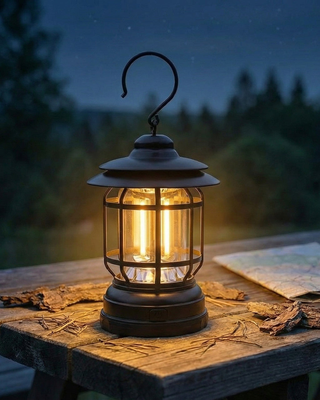 Retro campinglykta | Dimbar LED – USB-C och batteri