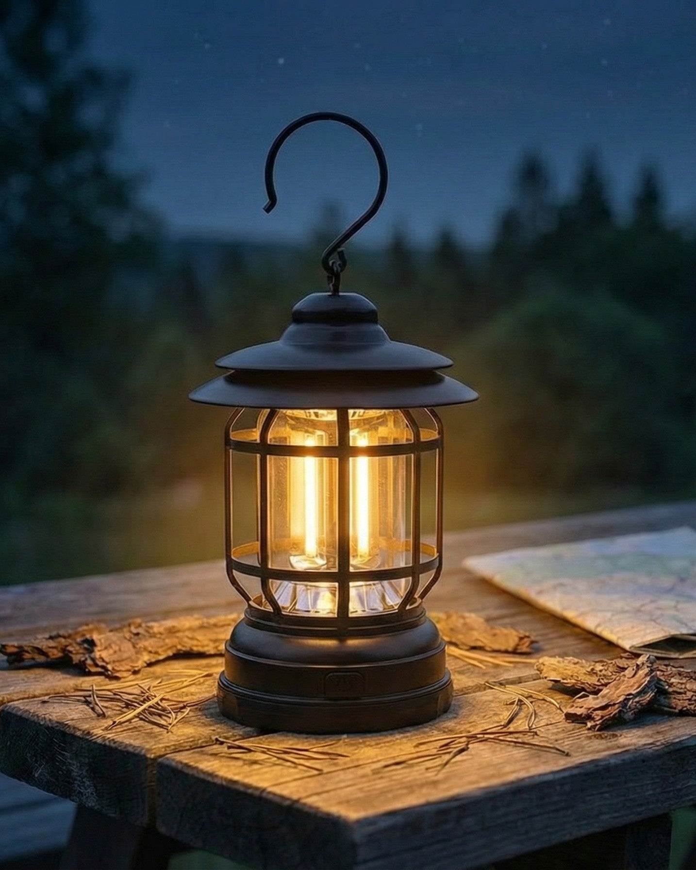 Retro campinglykta | Dimbar LED – USB-C och batteri