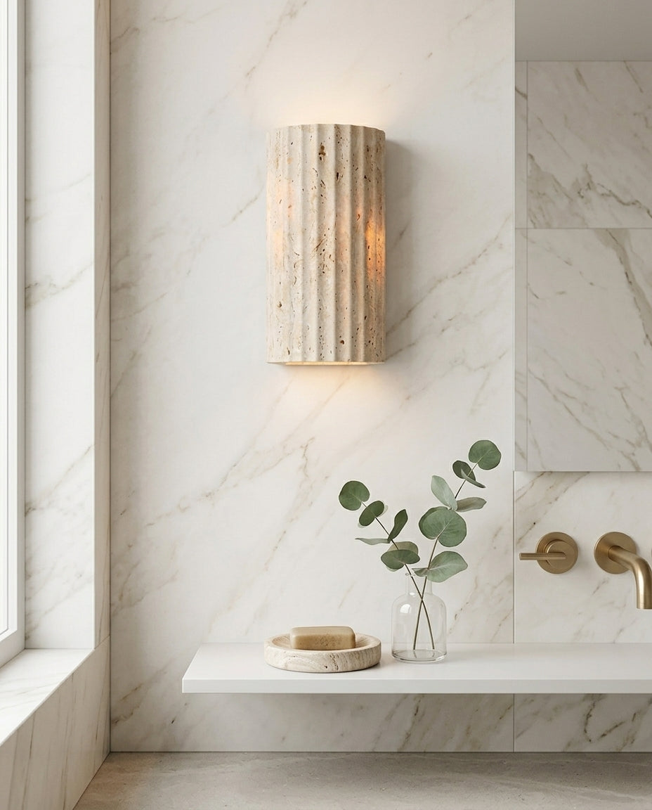 Natursten LED-vägglampa | Varm Glöd Väggbelysning