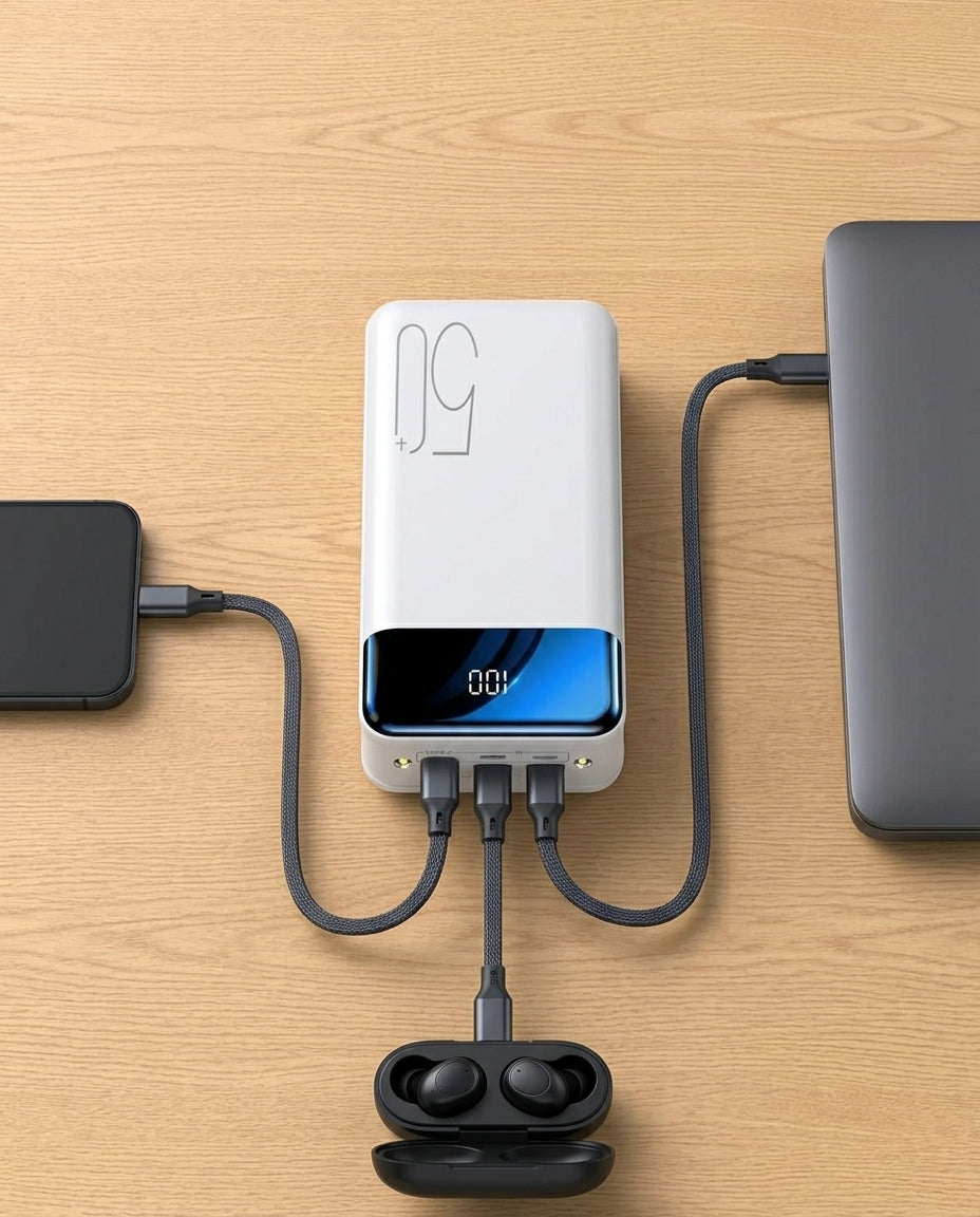 50 000 mAh powerbank | Snabbladdning – Mobil & laptop