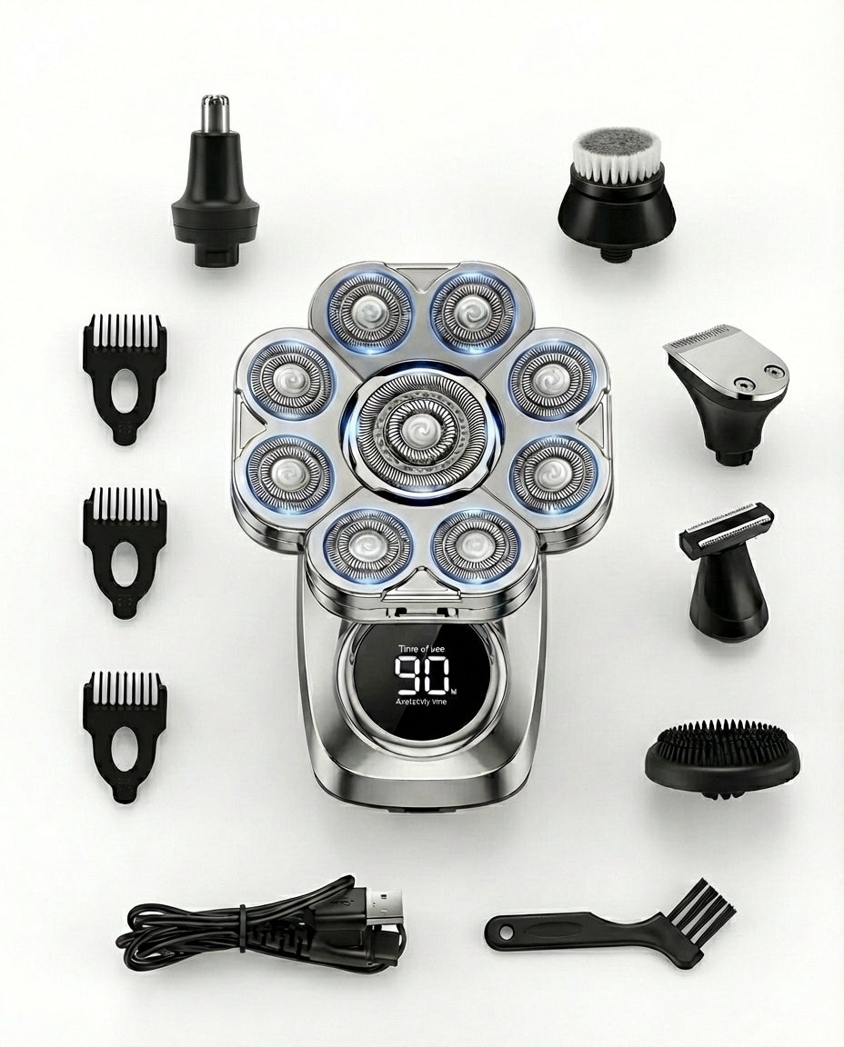 7-Huvud Elektrisk Rakapparat | 6-i-1 Grooming Kit Huvud & Ansikte