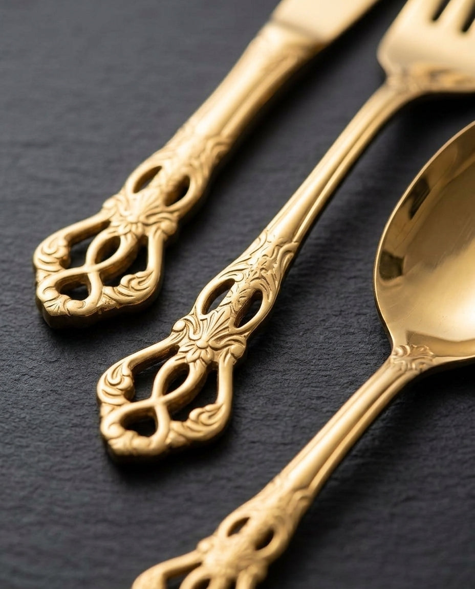 Guld Bestick 24-delar – Ornamenterat Handtag
