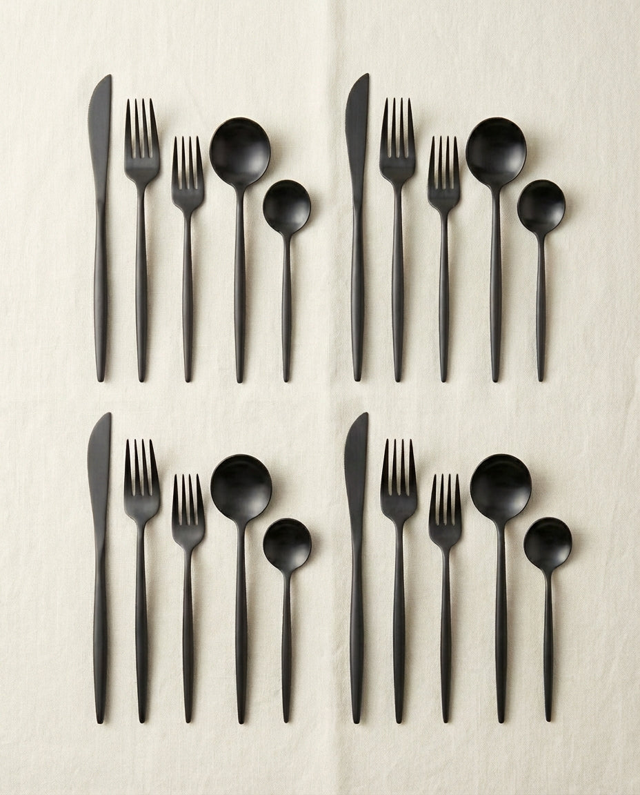 Minimalistiskt Bestick – Mattlackerat Bestick för 4–16 Pers
