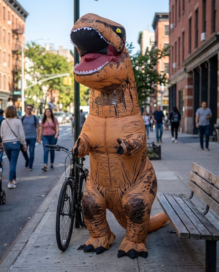 Uppblåsbar T-Rex-kostym – Barn & Vuxna | 2 Storlekar