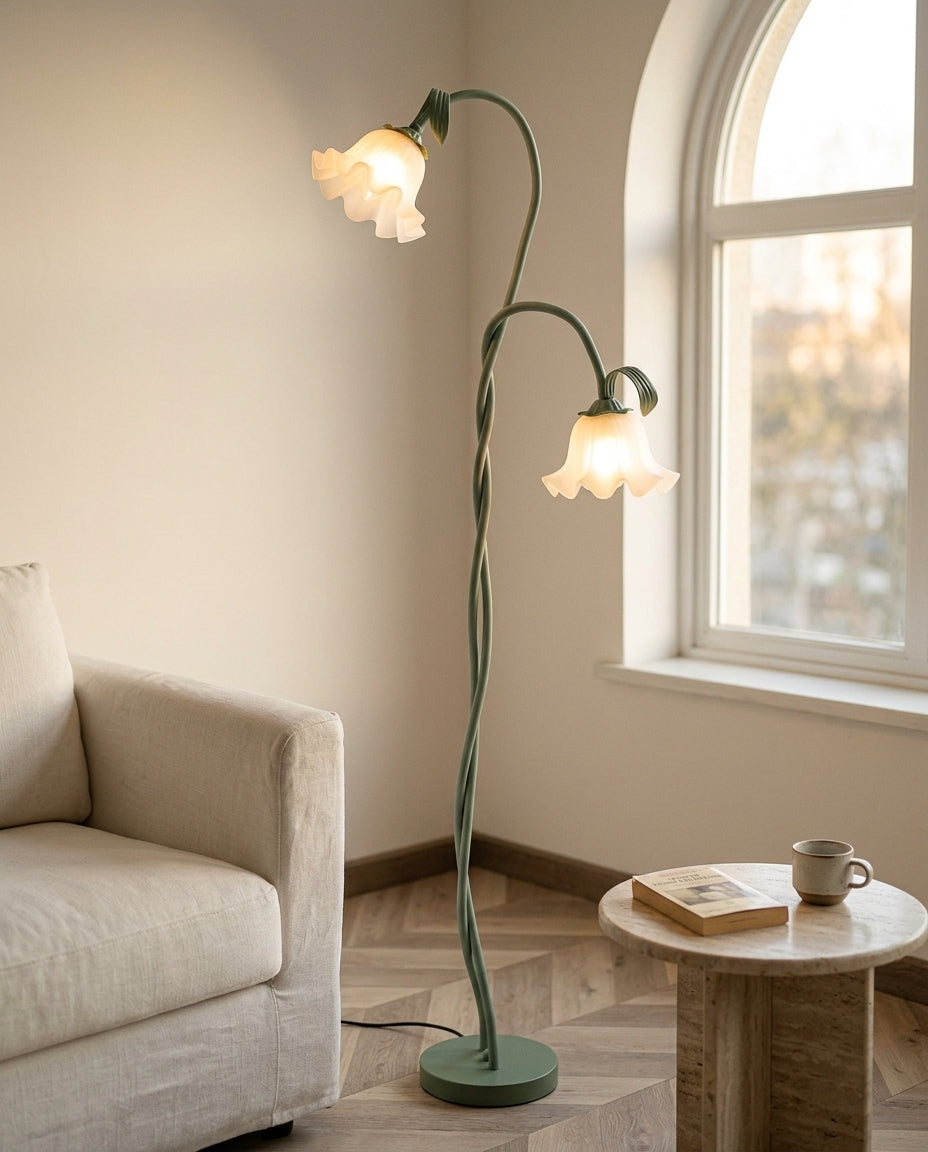 LED-golvlampa blomdesign | Mattgrönt utförande