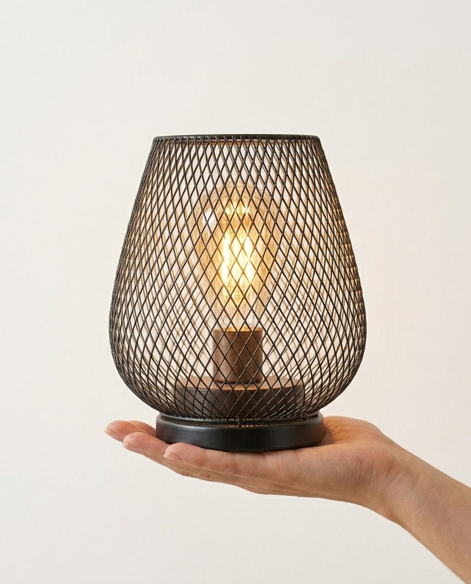 Bordslampa i nätdesign 2-pack | Mattsvart Vintageljus