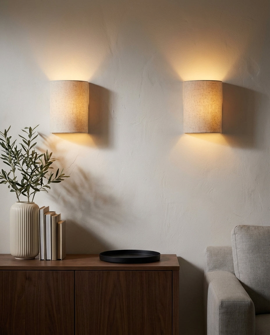 Trådlös vägglampa | Magnetisk laddningsbar lampa – linneskärm