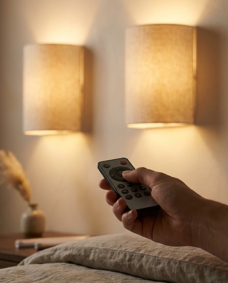 Trådlös vägglampa | Magnetisk laddningsbar lampa – linneskärm