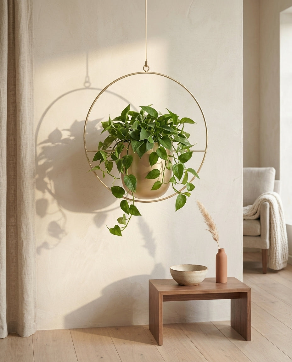 Hängande krukställning inomhus & utomhus | Guldring blomkruka