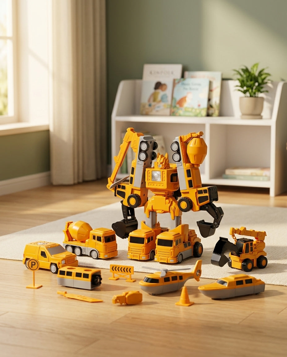 The Mighty Builder Squad | 7-i-1 magnetisk förvandlingsbar byggfordonsstyrka