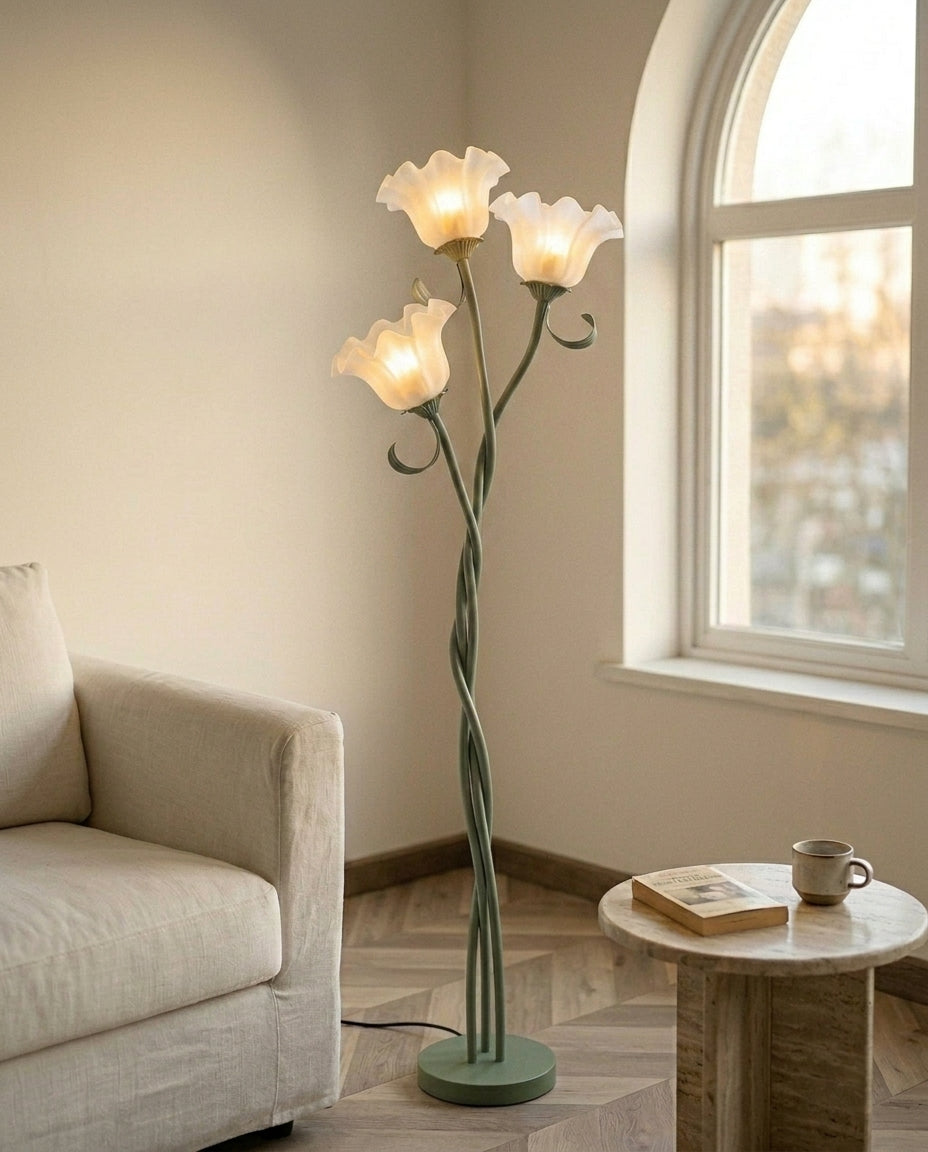 LED-golvlampa blomdesign | Mattgrönt utförande