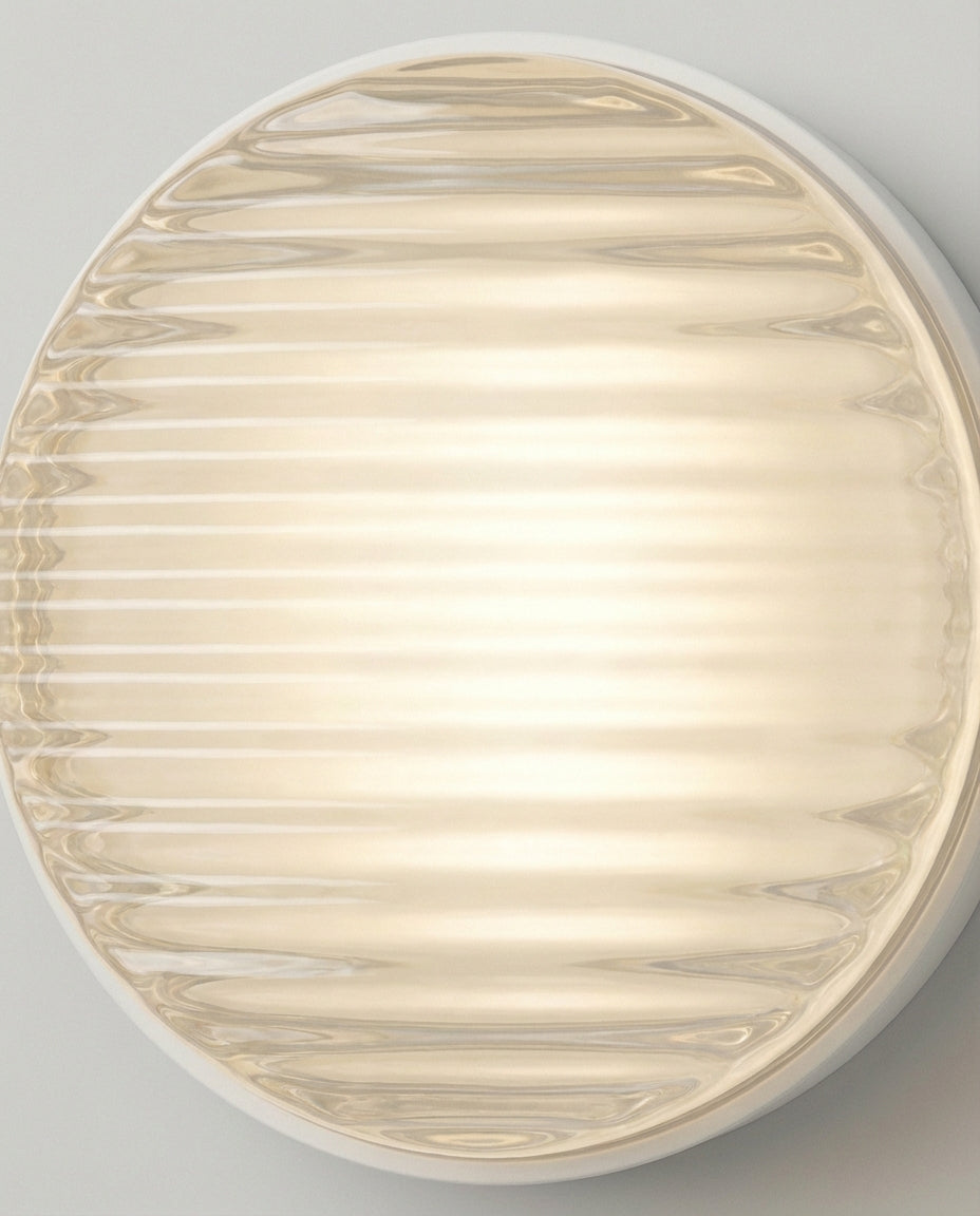 Rund Glasvägglampa – Räfflad LED-belysning