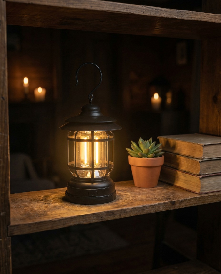 Retro campinglykta | Dimbar LED – USB-C och batteri