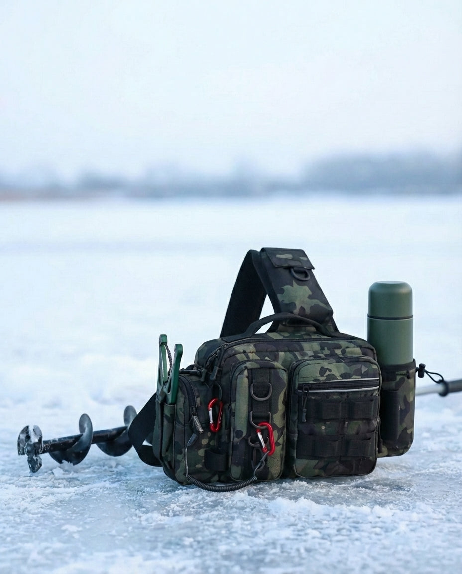 Fiskeväska med axel- & midjebälte | Spöhållare