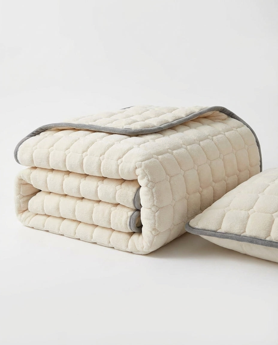 Quiltad Fleecesängöverkast | Mjuk med Fyrkantsmönster