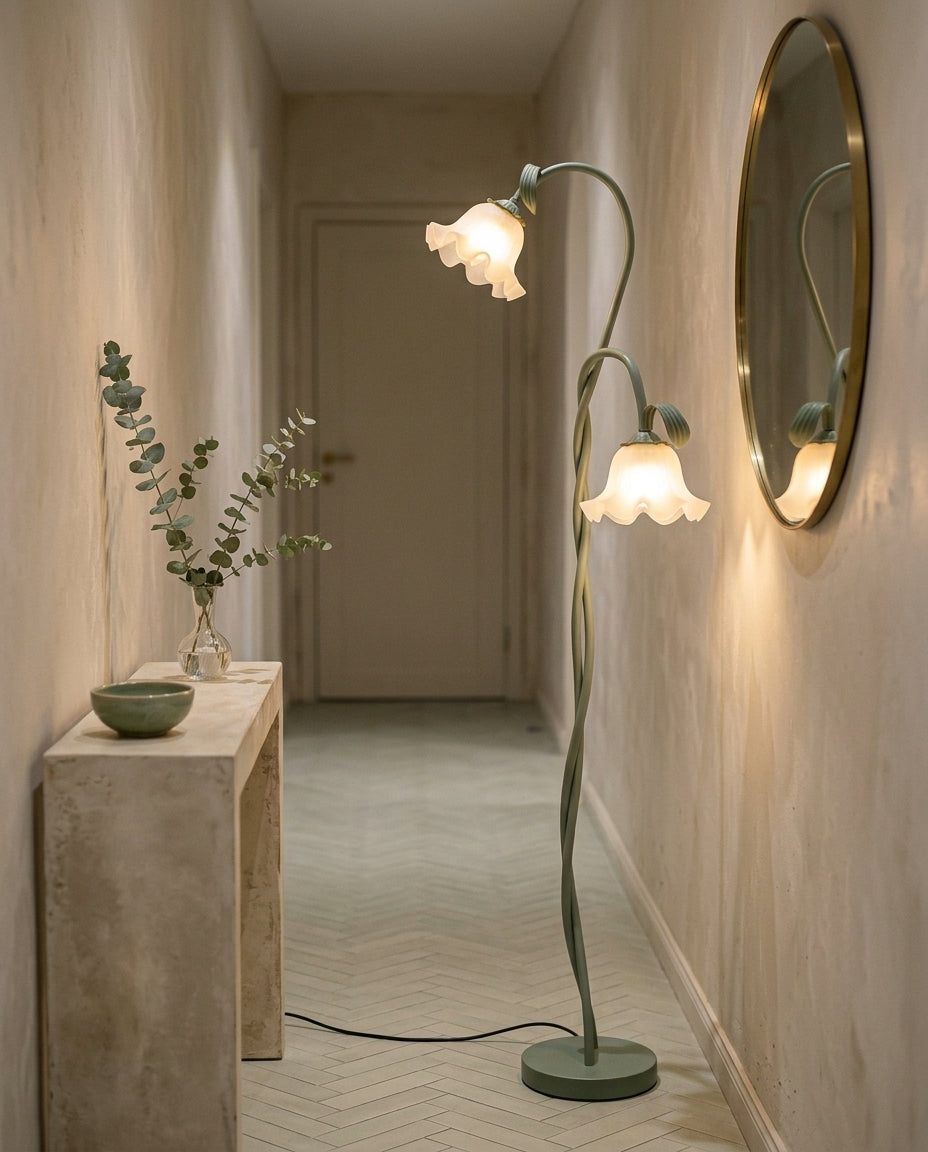 LED-golvlampa blomdesign | Mattgrönt utförande