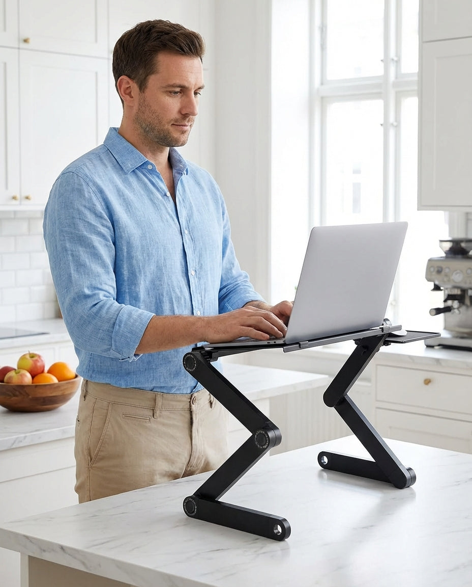 Justerbart laptopstativ med musplatta | OmniDesk Pro