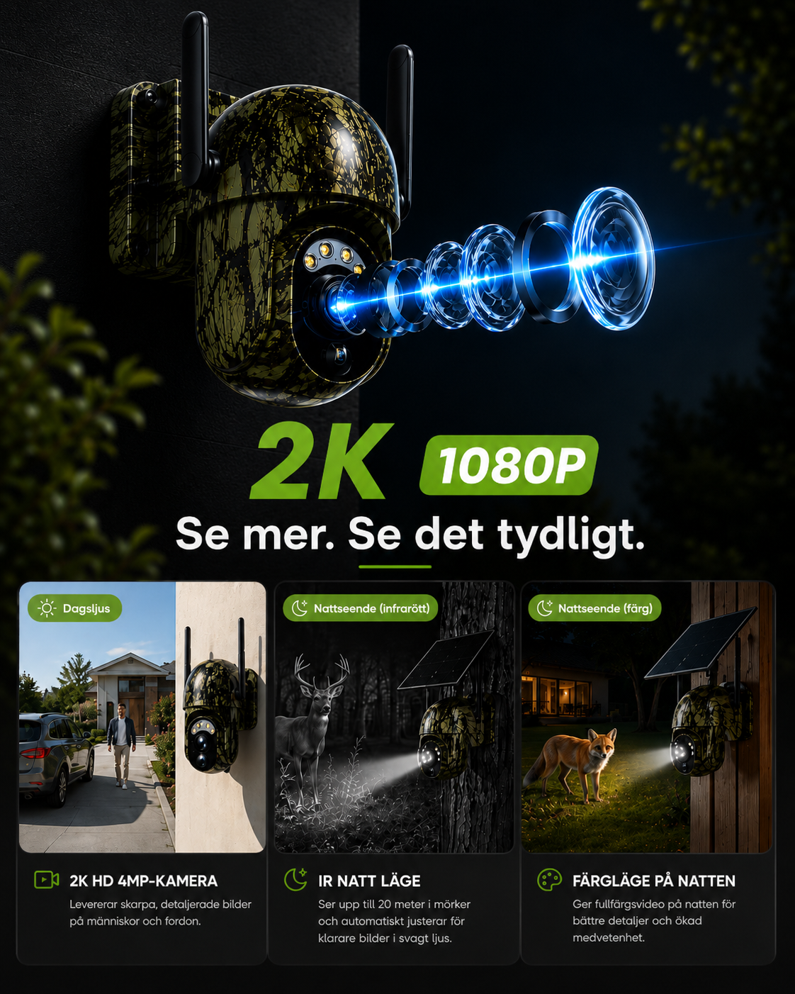 SolarWatch 360 Camo - Soldriven trådlös övervakningskamera