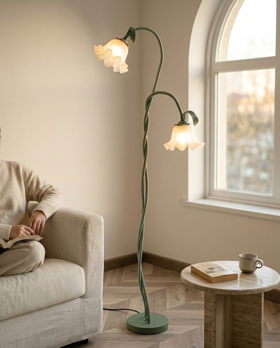 LED-golvlampa blomdesign | Mattgrönt utförande
