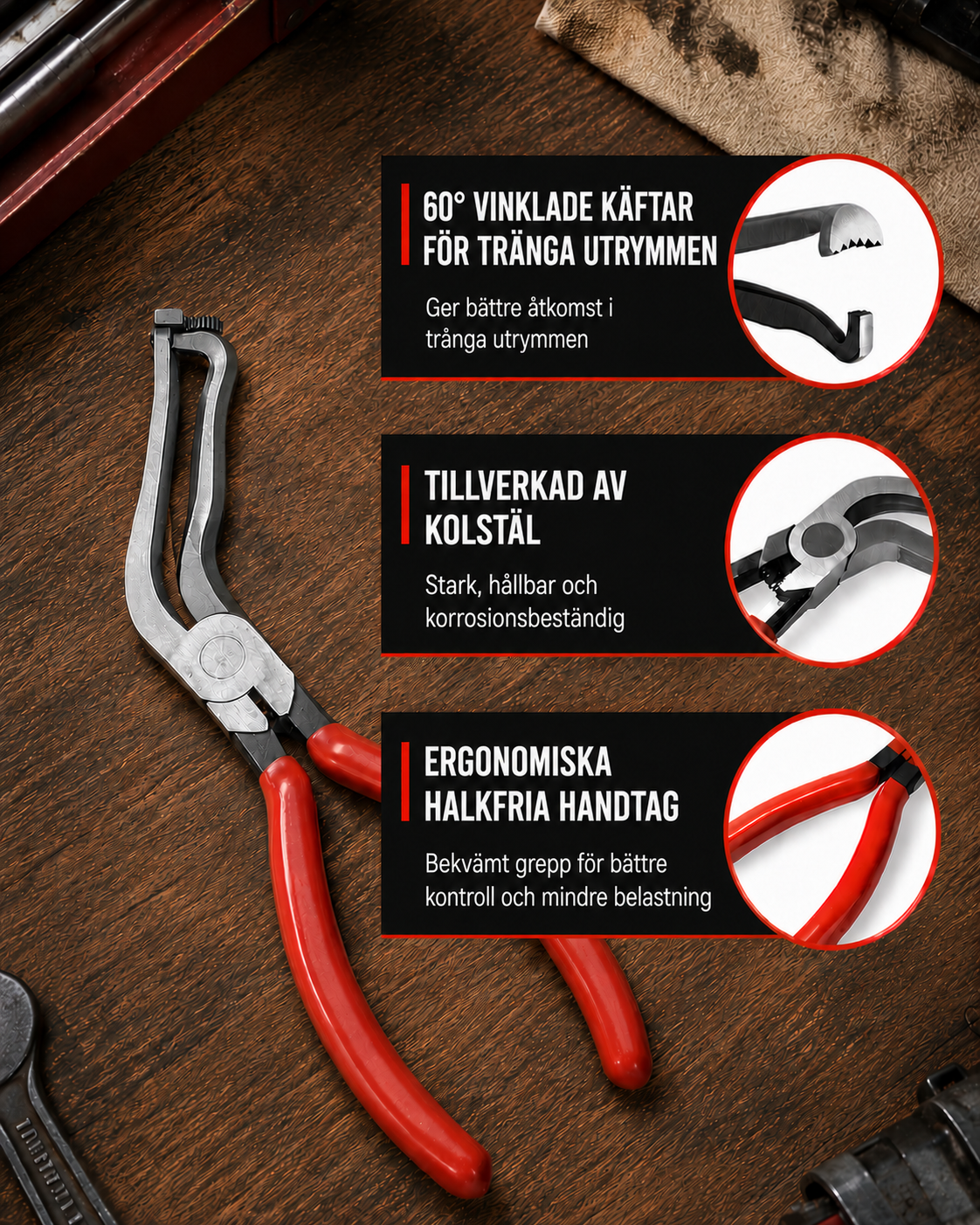 ProReach 5-delat tångset för att lossa elkontakter