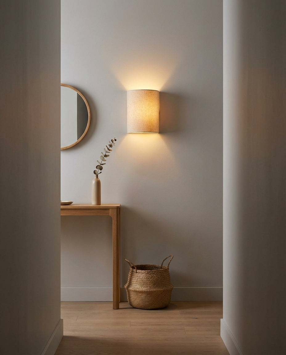 Trådlös vägglampa | Magnetisk laddningsbar lampa – linneskärm