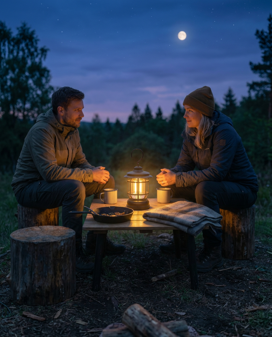Retro campinglykta | Dimbar LED – USB-C och batteri