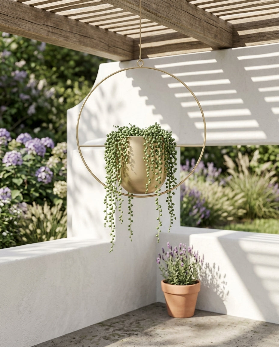 Hängande krukställning inomhus & utomhus | Guldring blomkruka