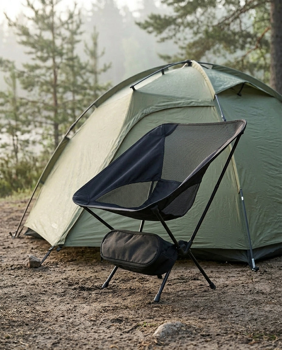 Hopfällbar campingstol | Lätt ryggsäcksstol för strand