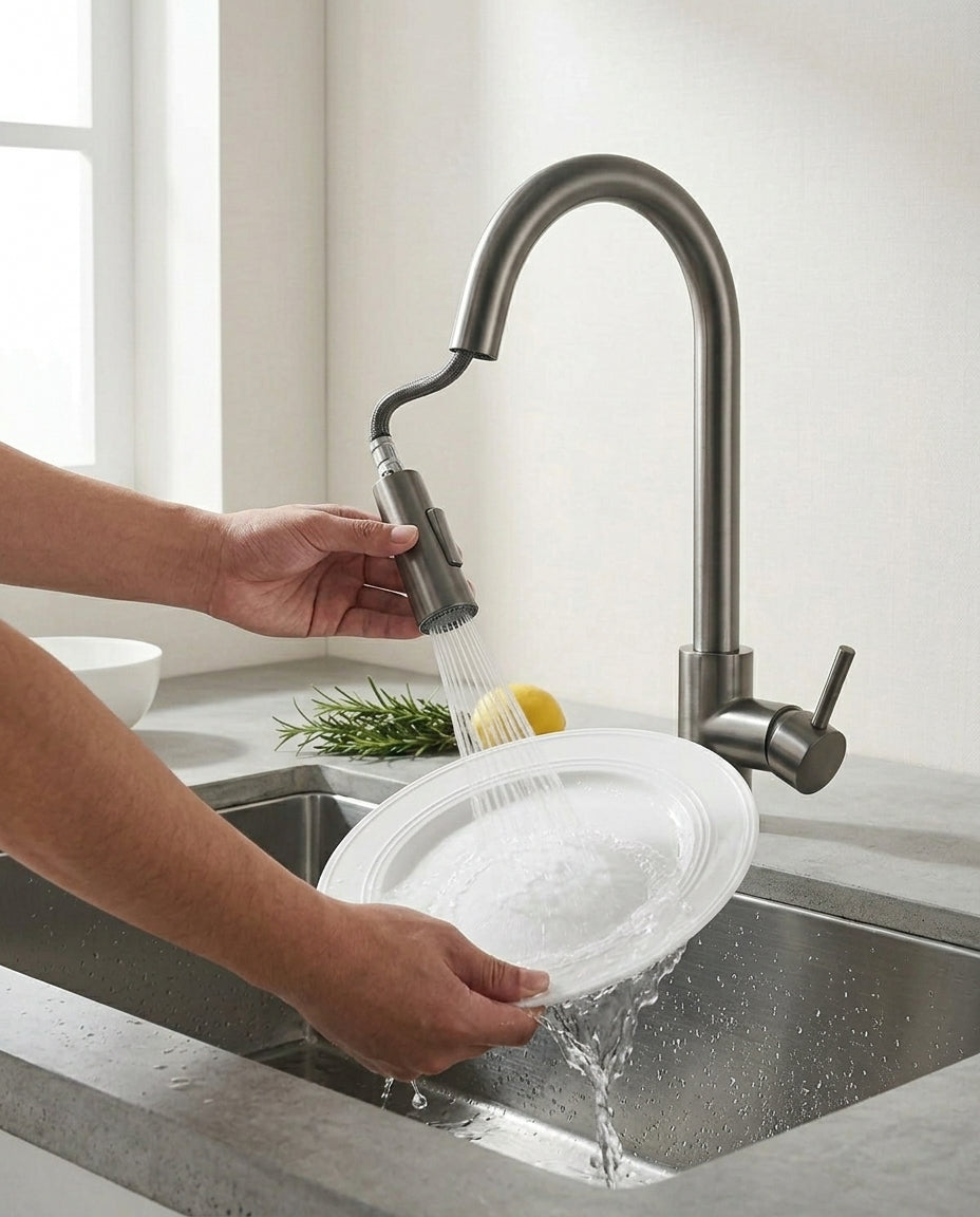 Beroeringssensorkran med utdragbar spray | SilkFlow Pro