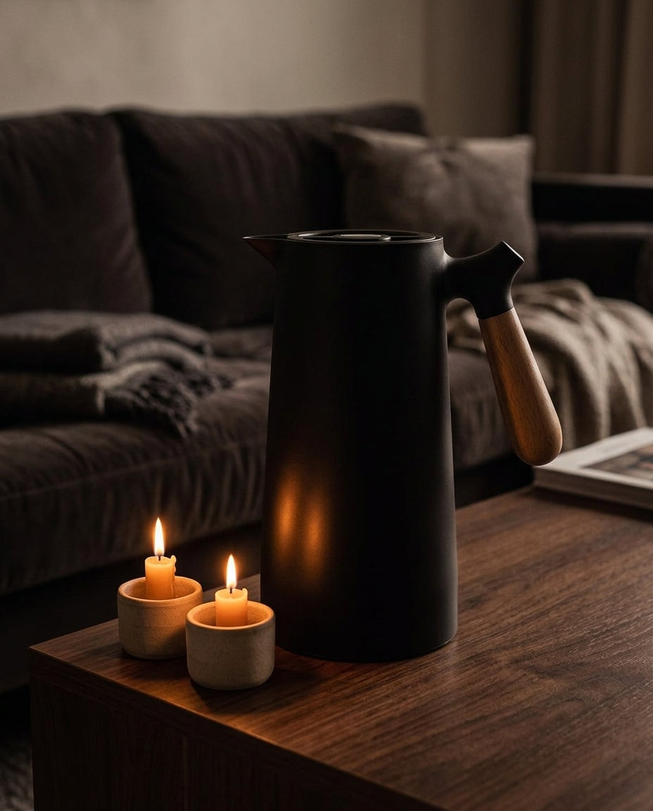 Isolerad Glasbelagd Karaff | Trähandtag – 1 L