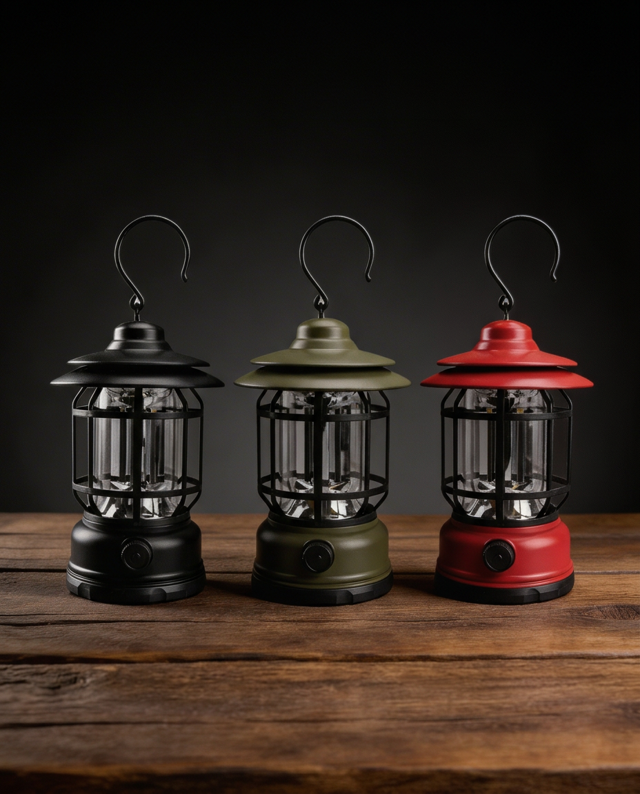 Retro campinglykta | Dimbar LED – USB-C och batteri