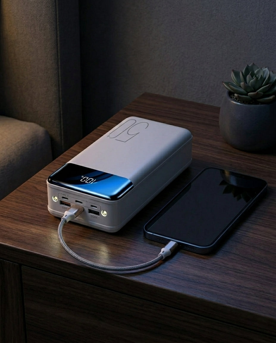 50 000 mAh powerbank | Snabbladdning – Mobil & laptop