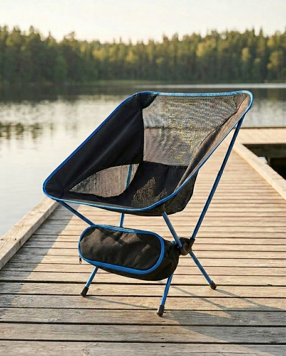 Hopfällbar campingstol | Lätt ryggsäcksstol för strand