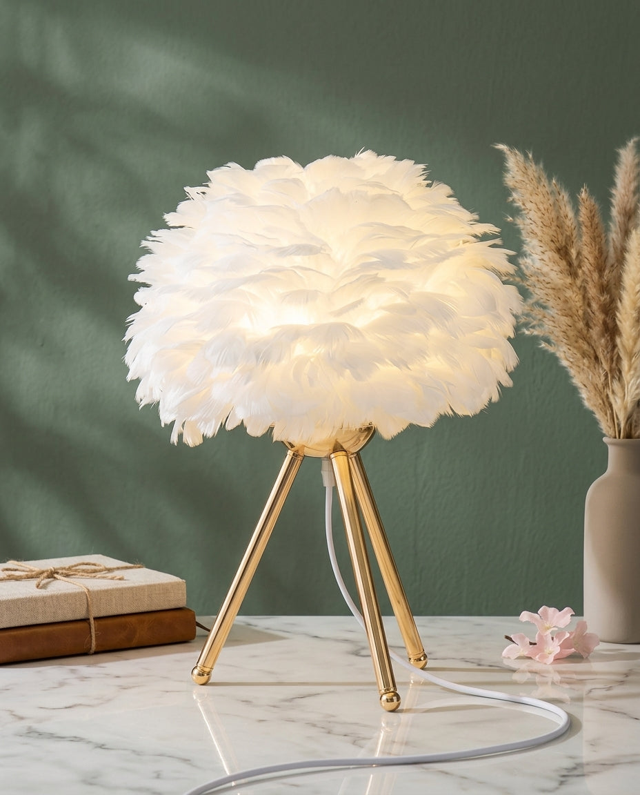 Fjäderlampa | Plume – Bordslampa med Stativ