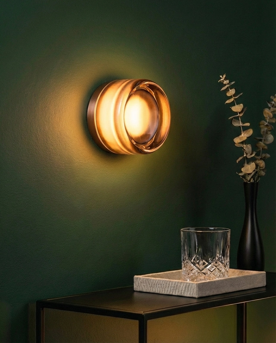 Rund Glasvägglampa – Räfflad LED-belysning