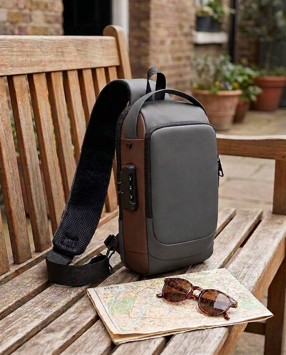 Stöldskyddad crossbodyväska med USB-laddning