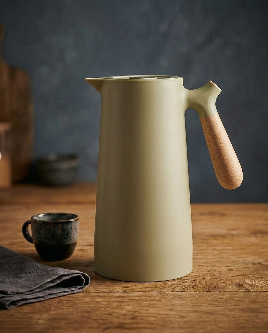 Isolerad Glasbelagd Karaff | Trähandtag – 1 L