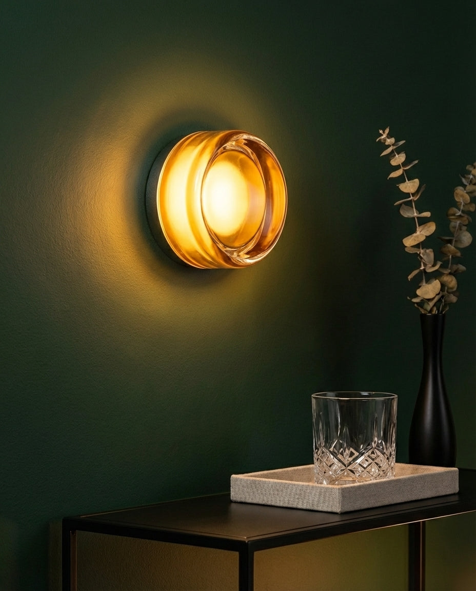 Rund Glasvägglampa – Räfflad LED-belysning