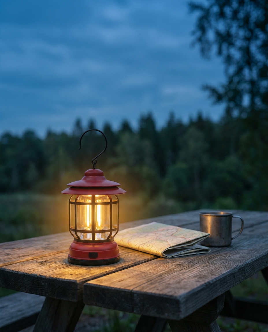 Retro campinglykta | Dimbar LED – USB-C och batteri