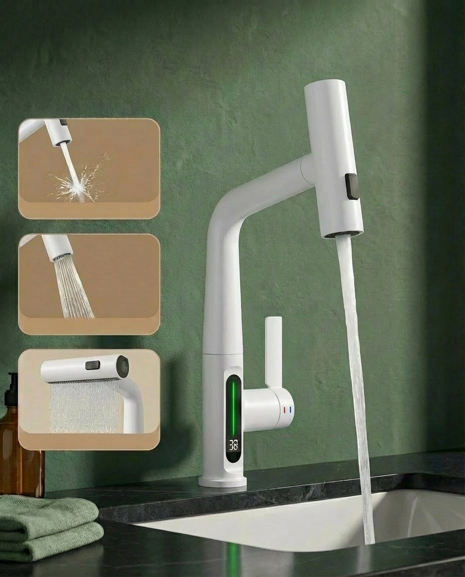 Smart utdragbar blandare med LED-temperaturdisplay